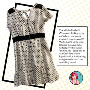 Chadwicks Retro 40's-Style Black & Off-White Dress, 16